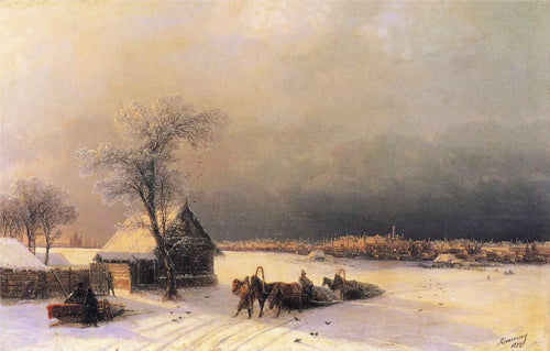Moscou no inverno em Sparrow Hills (Ivan Aivazovsky) - Reprodução com Qualidade Museu