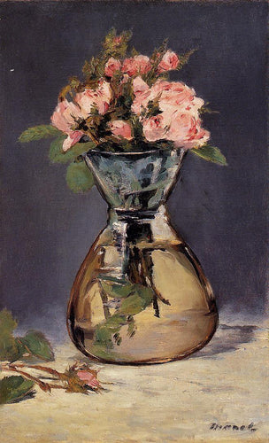 Rosas de musgo em um vaso (Edouard Manet) - Reprodução com Qualidade Museu
