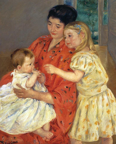 Mãe e Sara admirando o bebê (Mary Cassatt) - Reprodução com Qualidade Museu