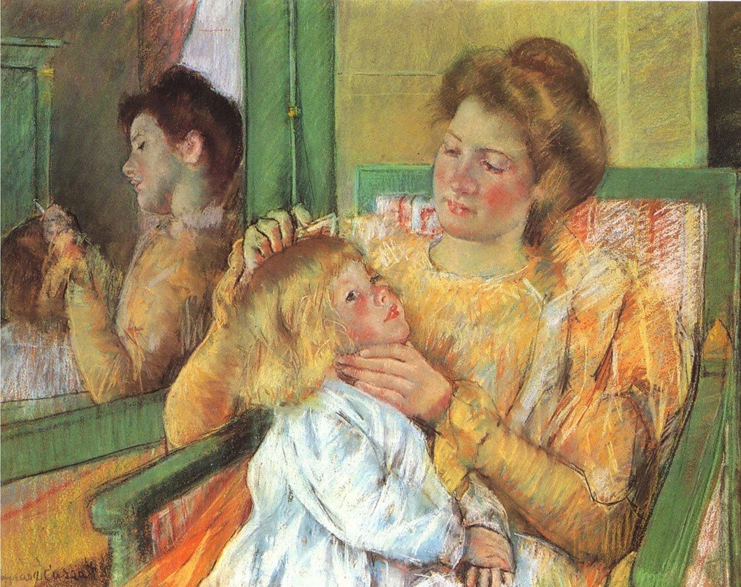 Mãe penteando o cabelo do filho (Mary Cassatt) - Reprodução com Qualidade Museu