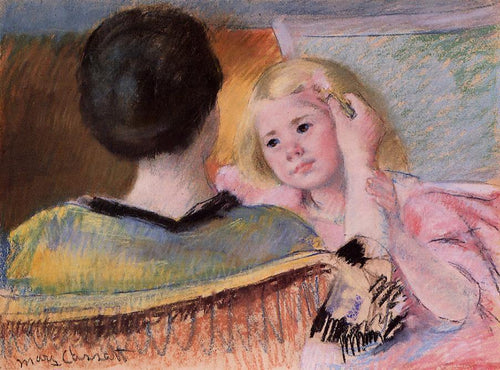 Mãe penteando o cabelo de Saras - No.2 (Mary Cassatt) - Reprodução com Qualidade Museu