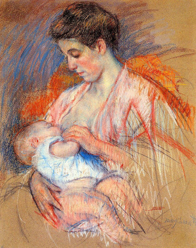 Mãe Jeanne amamentando seu bebê (Mary Cassatt) - Reprodução com Qualidade Museu