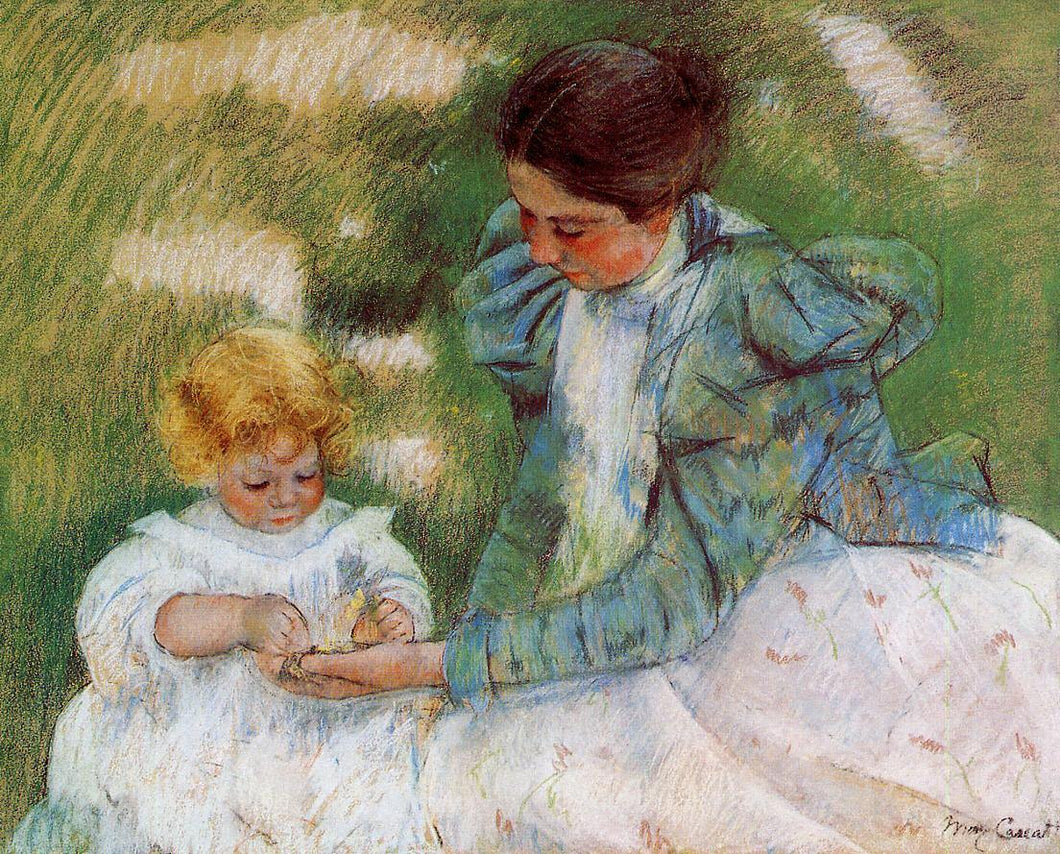 Mãe Brincando com Seu Filho (Mary Cassatt) - Reprodução com Qualidade Museu