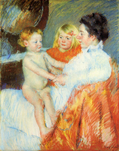 Mãe, Sara e o bebê (Mary Cassatt) - Reprodução com Qualidade Museu