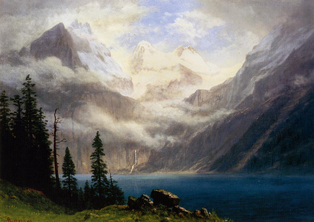Cena da montanha (Albert Bierstadt) - Reprodução com Qualidade Museu