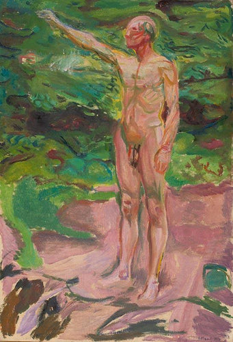 Nu Masculino na Floresta (Edvard Munch) - Reprodução com Qualidade Museu