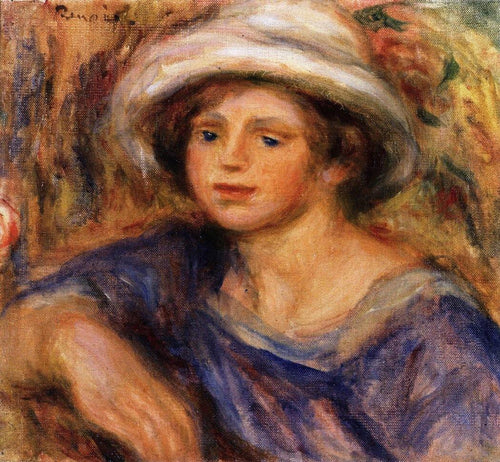Busto de uma garota com um chapéu branco (Pierre-Auguste Renoir) - Reprodução com Qualidade Museu