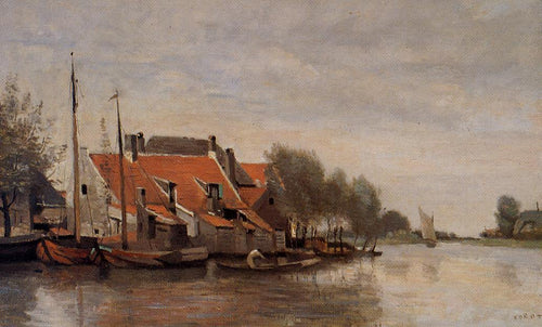 Perto de Rotterdam, pequenas casas nas margens de um canal