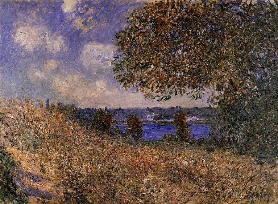 Perto da margem do Sena, em By (Alfred Sisley) - Reprodução com Qualidade Museu