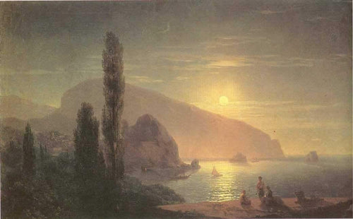 Night In The Crimea - Vista de Ayu Dag (Ivan Aivazovsky) - Reprodução com Qualidade Museu