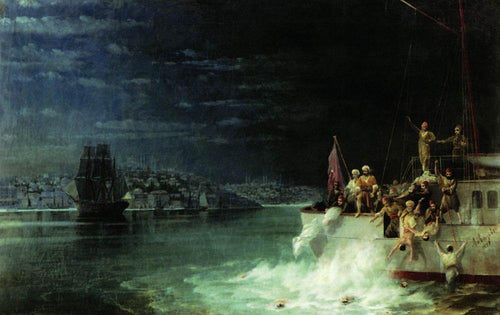 Noite. Tragédia no Mar de Mármara (Ivan Aivazovsky) - Reprodução com Qualidade Museu