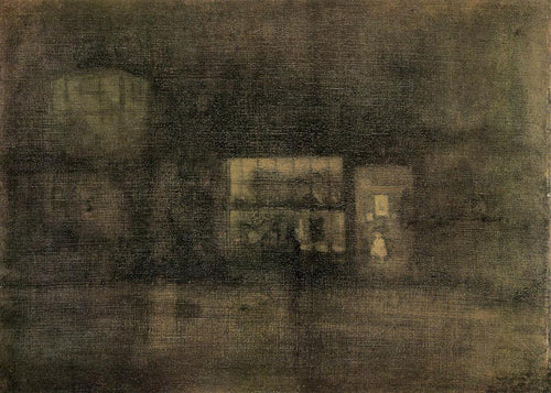 Nocturne Black And Gold - The Rag Shop Chelsea (James Abbott McNeill Whistler) - Reprodução com Qualidade Museu
