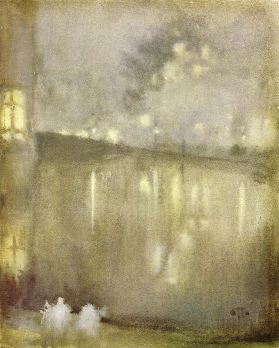 Cinza e dourado noturno - Canal (James Abbott McNeill Whistler) - Reprodução com Qualidade Museu
