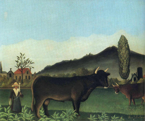Paisagem com Vaca (Henri Rousseau) - Reprodução com Qualidade Museu