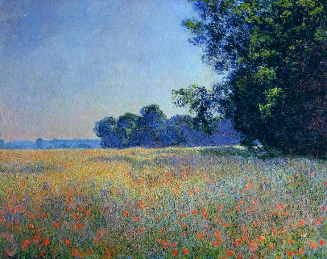 Oat And Poppy Field Giverny (Claude Monet) - Reprodução com Qualidade Museu