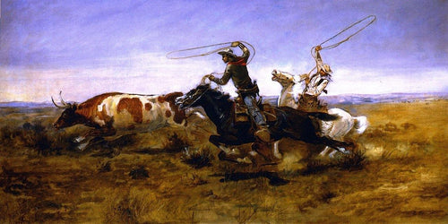 OH Cowboys Roping A Steer - Replicarte