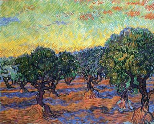 Olive Grove - Orange Sky (Vincent Van Gogh) - Reprodução com Qualidade Museu