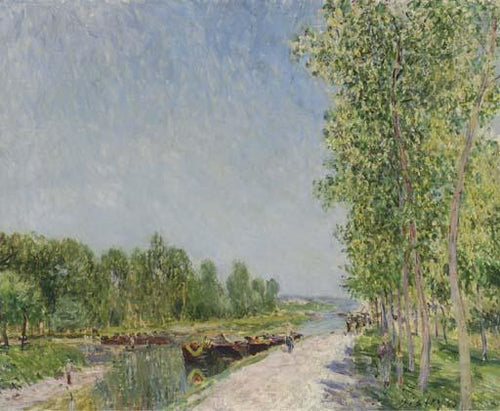 Nas margens do canal de Loing (Alfred Sisley) - Reprodução com Qualidade Museu