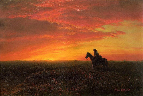 Nas planícies, pôr do sol (Albert Bierstadt) - Reprodução com Qualidade Museu