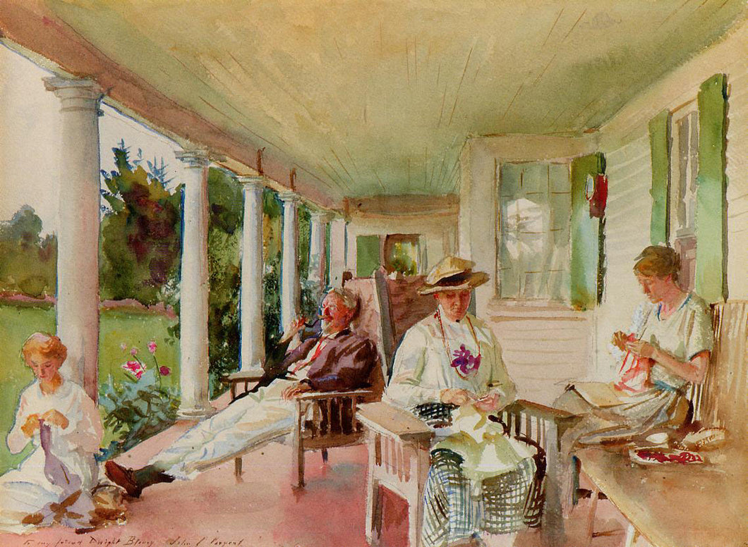 On The Verandah - Ilha Ironbound. Maine (John Singer Sargent) - Reprodução com Qualidade Museu