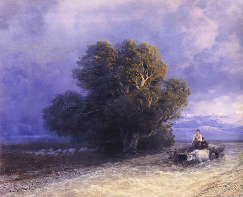 Carro de boi cruzando uma planície inundada (Ivan Aivazovsky) - Reprodução com Qualidade Museu