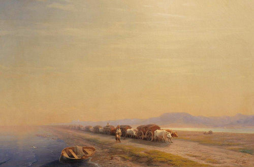 Trem de boi na costa do mar (Ivan Aivazovsky) - Reprodução com Qualidade Museu