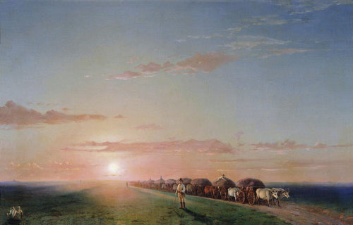 Trem de boi na estepe (Ivan Aivazovsky) - Reprodução com Qualidade Museu