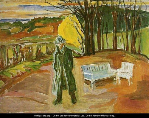 Auto-retrato da árvore - Auto-retrato no jardim, Ekely (Edvard Munch) - Reprodução com Qualidade Museu