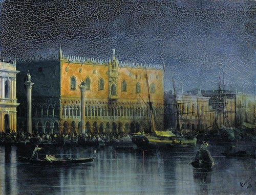 Palácio chove em Veneza ao luar (Ivan Aivazovsky) - Reprodução com Qualidade Museu