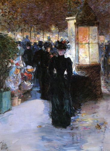 Paris Nocturne (Childe Hassam) - Reprodução com Qualidade Museu