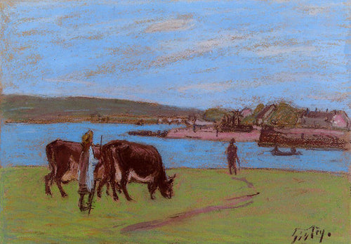 Pasto no Sena (Alfred Sisley) - Reprodução com Qualidade Museu