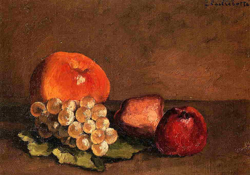Pêssegos, maçãs e uvas em uma folha de videira (Gustave Caillebotte) - Reprodução com Qualidade Museu