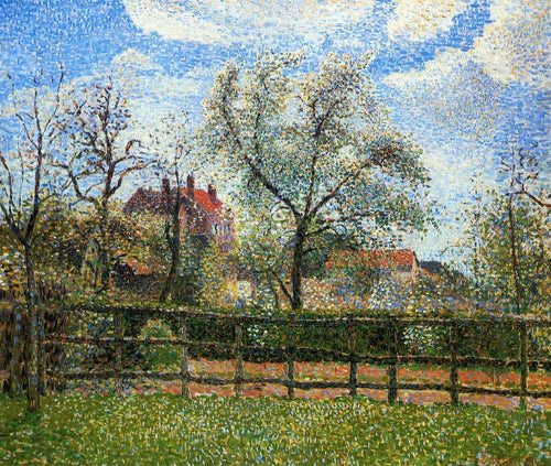 Árvores de pera e flores na manhã de Eragny (Camille Pissarro) - Reprodução com Qualidade Museu