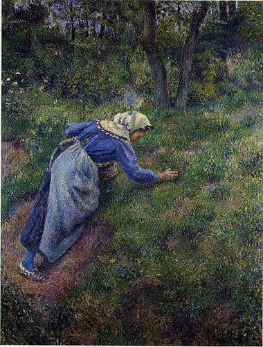 Peasant Gathering Grass (Camille Pissarro) - Reprodução com Qualidade Museu