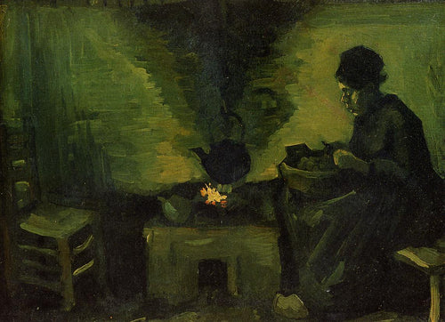 Mulher camponesa junto à lareira (Vincent Van Gogh) - Reprodução com Qualidade Museu