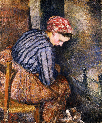 Mulher camponesa se aquecendo (Camille Pissarro) - Reprodução com Qualidade Museu