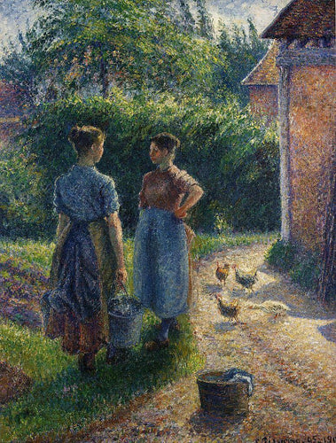 Camponeses conversando no curral, Eragny (Camille Pissarro) - Reprodução com Qualidade Museu