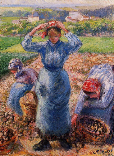 Camponeses colhendo batatas (Camille Pissarro) - Reprodução com Qualidade Museu