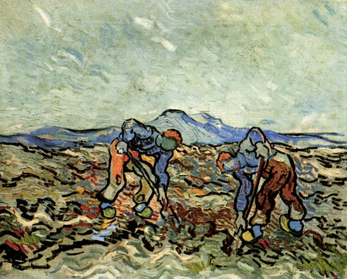 Camponeses levantando batatas (Vincent Van Gogh) - Reprodução com Qualidade Museu