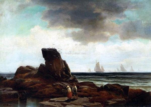 Crabbing By The Shore (Edward Moran) - Reprodução com Qualidade Museu