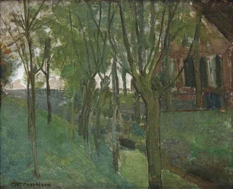 Casa de fazenda e árvores perto do rio Gein (Piet Mondrian) - Reprodução com Qualidade Museu