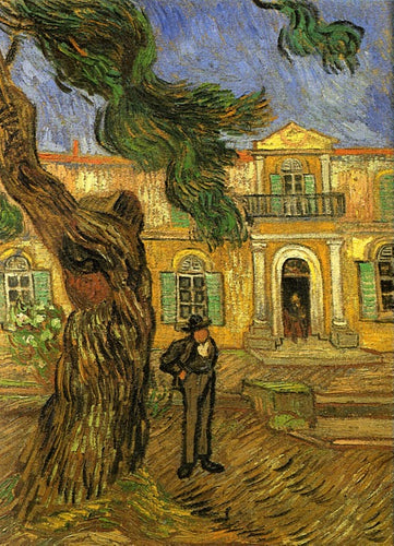 Pinheiros com figura no jardim do Hospital Saint Paul (Vincent Van Gogh) - Reprodução com Qualidade Museu