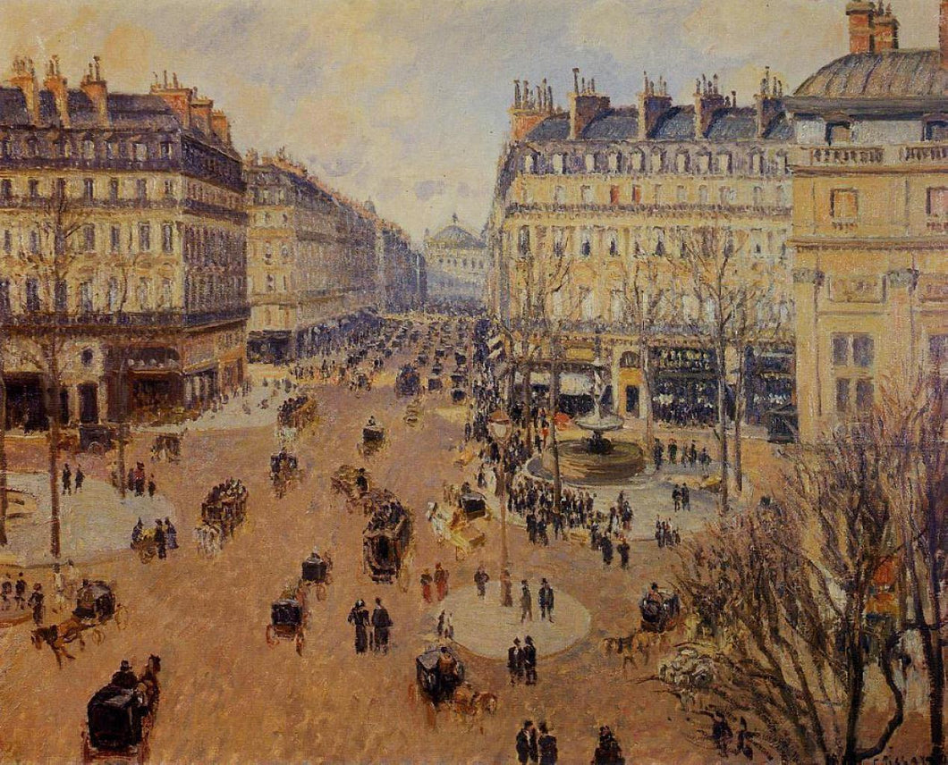 Place Du Theatre Francais, sol da tarde no inverno (Camille Pissarro) - Reprodução com Qualidade Museu