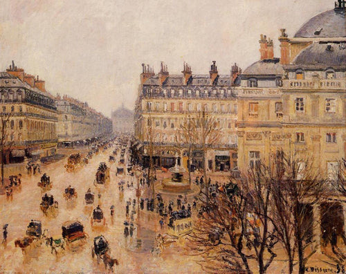 Place Du Theatre Francais, efeito chuva (Camille Pissarro) - Reprodução com Qualidade Museu