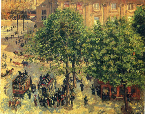 Place Du Theatre Francais, Primavera (Camille Pissarro) - Reprodução com Qualidade Museu