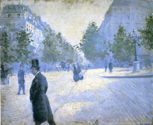 Place Saint Augustin, Misty Weather (Gustave Caillebotte) - Reprodução com Qualidade Museu