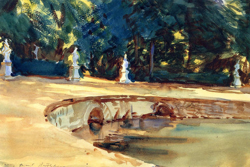 Piscina no jardim de La Granja (John Singer Sargent) - Reprodução com Qualidade Museu