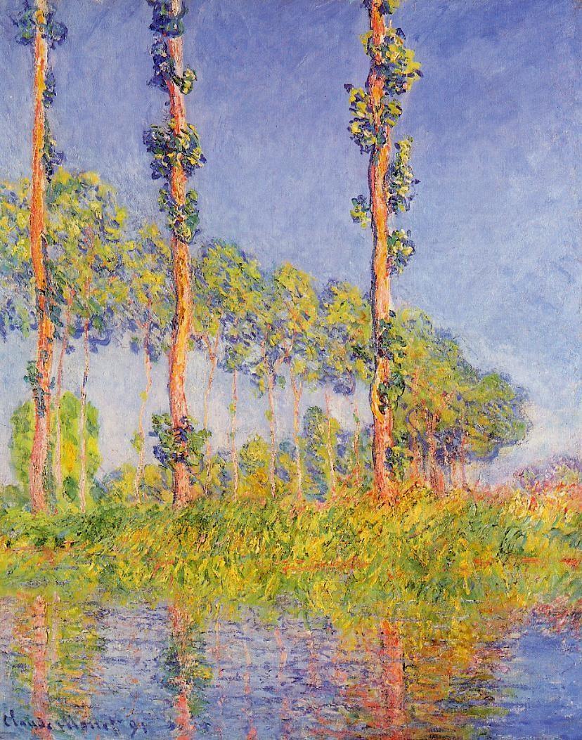 Três Árvores, Efeito Outono (Claude Monet) - Reprodução com Qualidade Museu