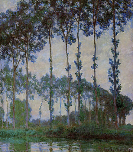 Choupos nas margens do rio Epte, tempo nublado (Claude Monet) - Reprodução com Qualidade Museu