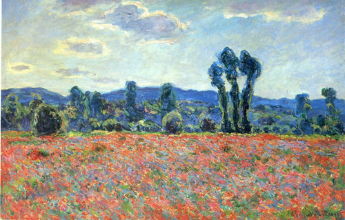 Campo de papoula em Giverny (Claude Monet) - Reprodução com Qualidade Museu